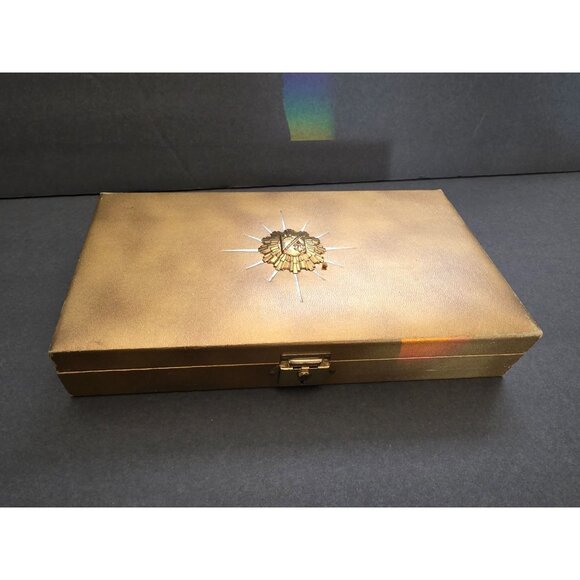 Vintage Lot Mens Tie Bar & Tie Tack In Gold Case - Picture 2 of 11